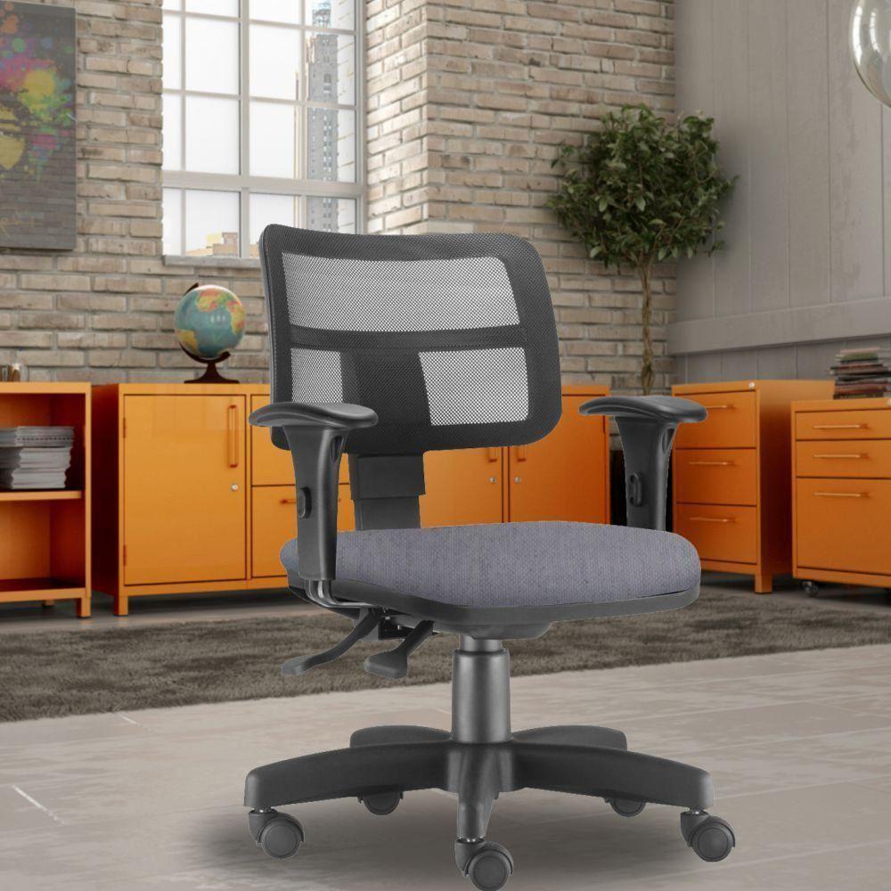 Kit 02 Cadeiras Giratória Zip Executiva Escritório Cinza - 7