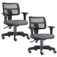 Kit 02 Cadeiras Giratória Zip Executiva Escritório Cinza - 1
