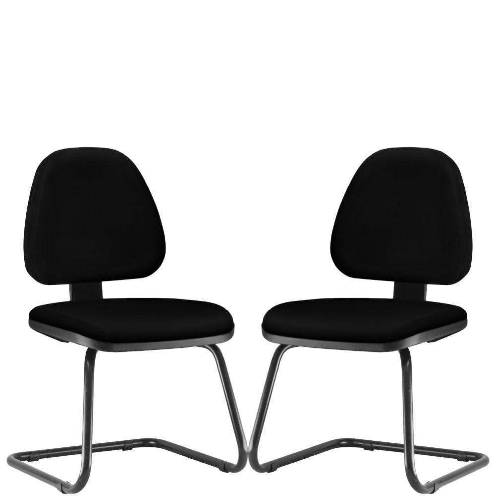 Kit 02 Cadeiras Para Escritório Sky L02 Fixa Crepe Preto - 1