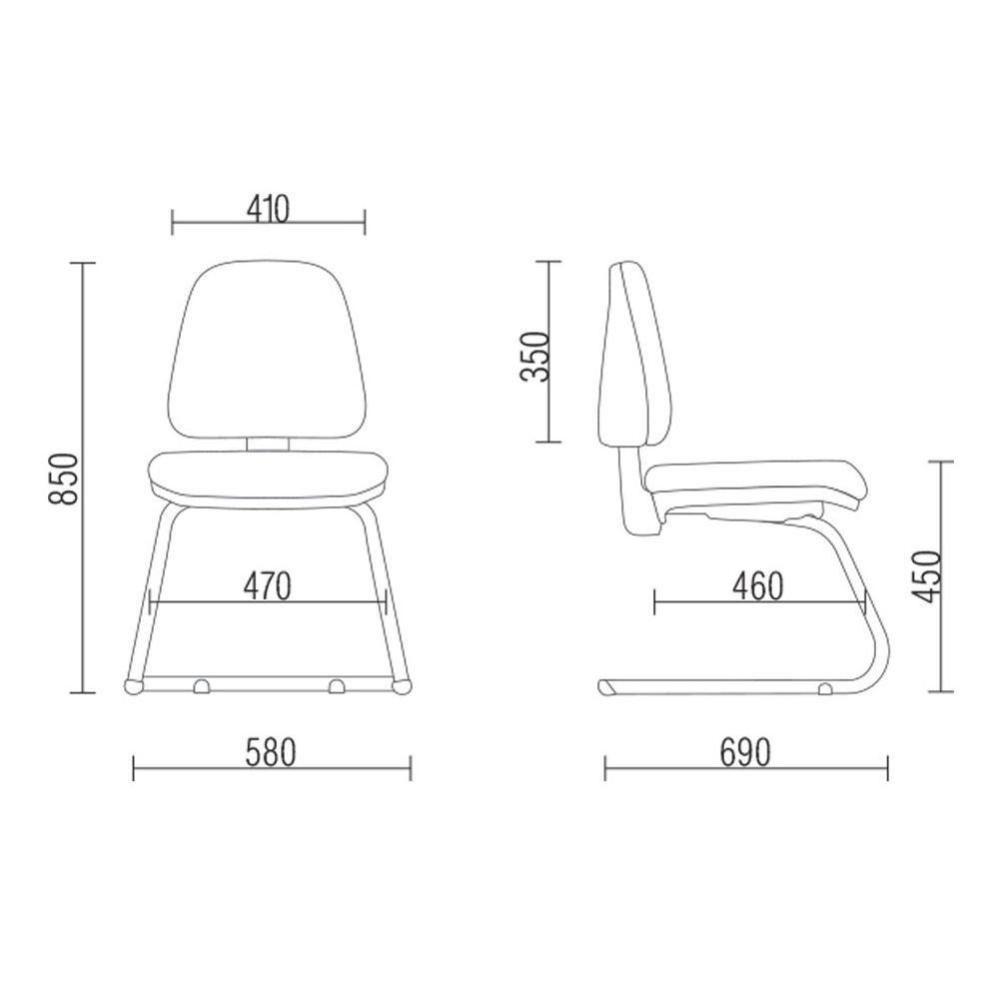 Kit 02 Cadeiras Para Escritório Sky L02 Fixa Crepe Preto - 4