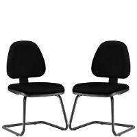 Kit 02 Cadeiras Para Escritório Sky L02 Fixa Crepe Preto - 1