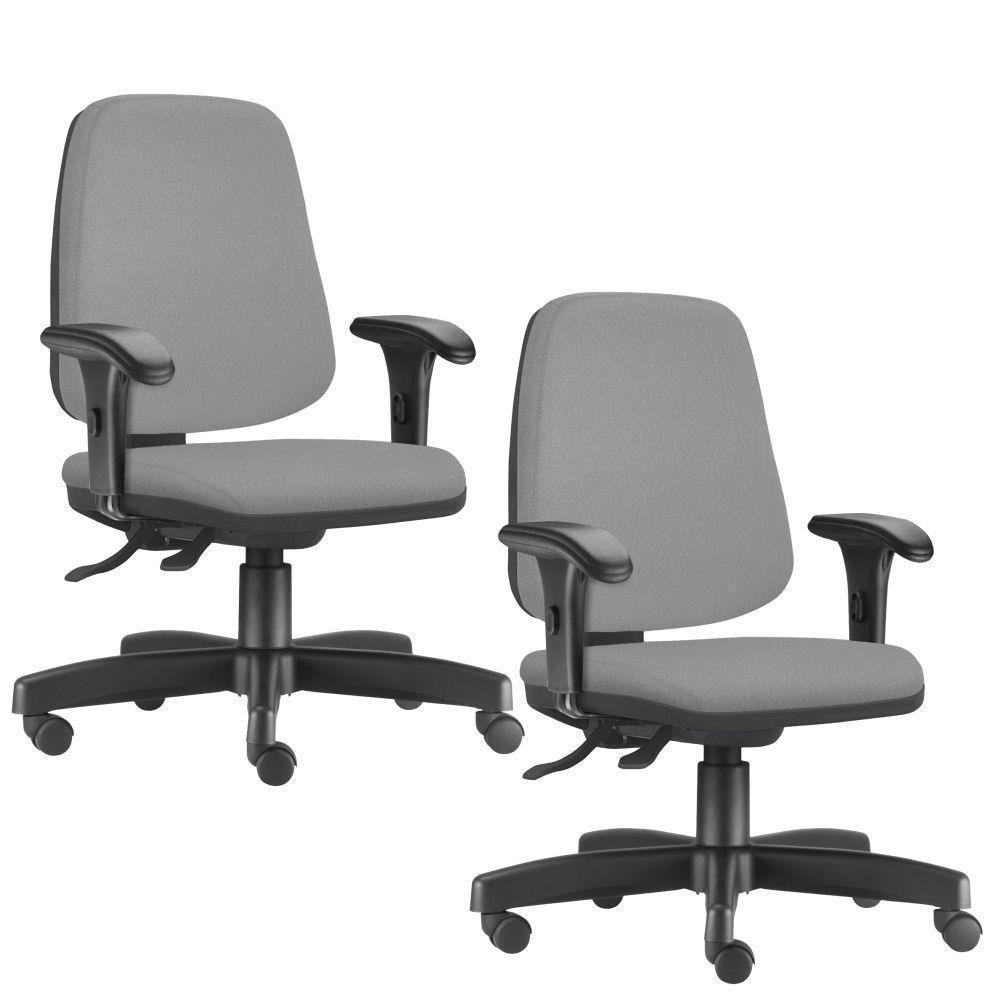 Kit 2 Cadeiras Giratórias Job Diretor Couro Sintético Cinza - 1