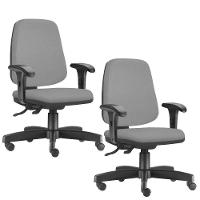 Kit 2 Cadeiras Giratórias Job Diretor Couro Sintético Cinza - 1