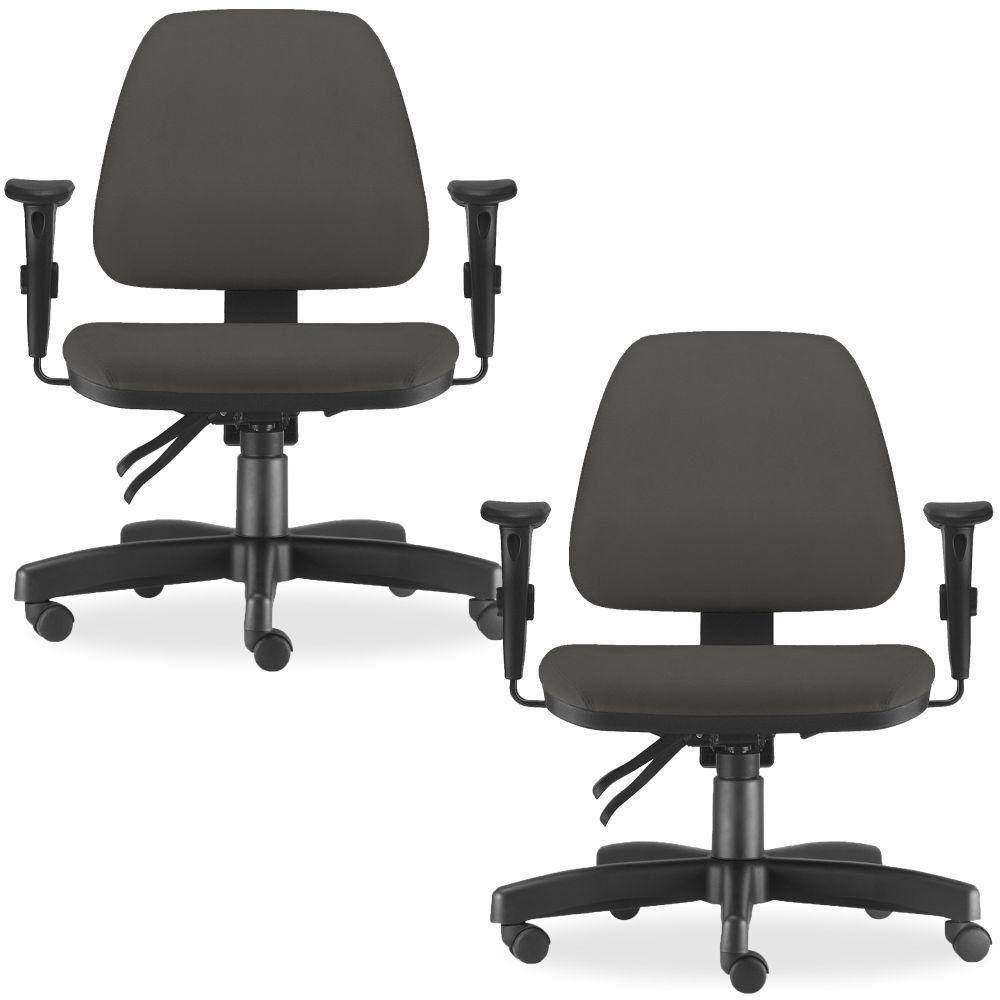 Kit 2 Cadeiras De Escritório Giratória Crepe Cinza - 1