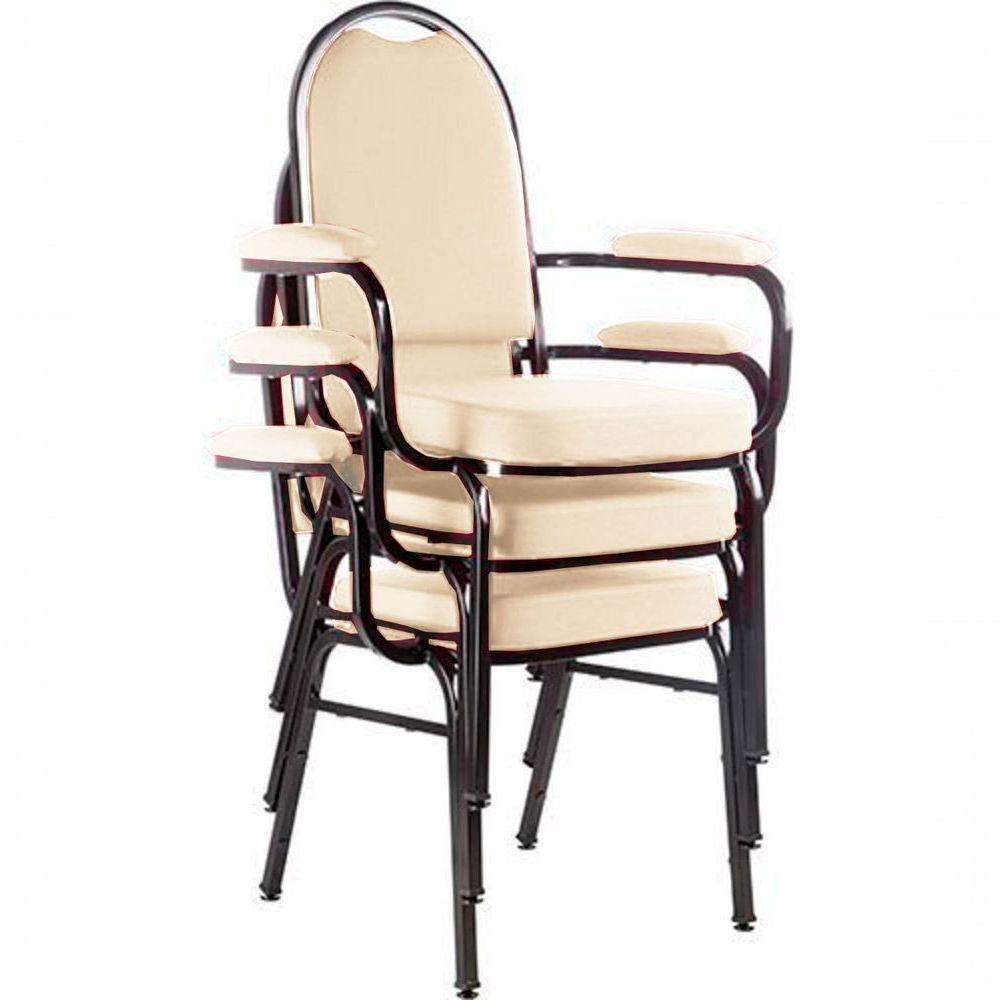 Kit Com 3 Cadeiras Para Auditório Linha Hotel Bege - 1