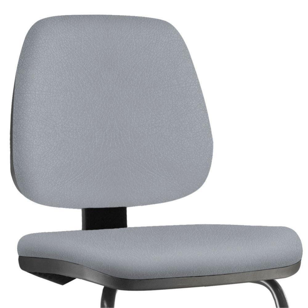 Cadeira Para Escritório Job L02 Fixa Couro Sintético Cinza - 4