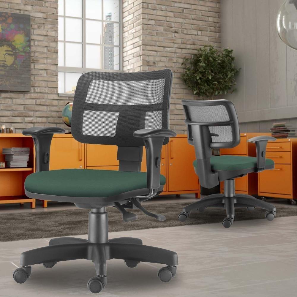 Kit 2 Cadeiras Giratórias Zip Escritório Crepe Verde Musgo - 5