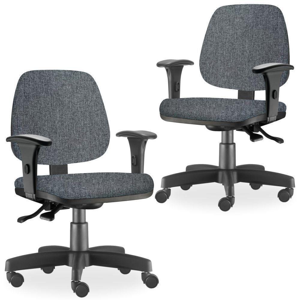 Kit 2 Cadeiras De Escritório Giratória Job Chumbo - 1
