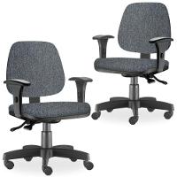 Kit 2 Cadeiras De Escritório Giratória Job Chumbo - 1