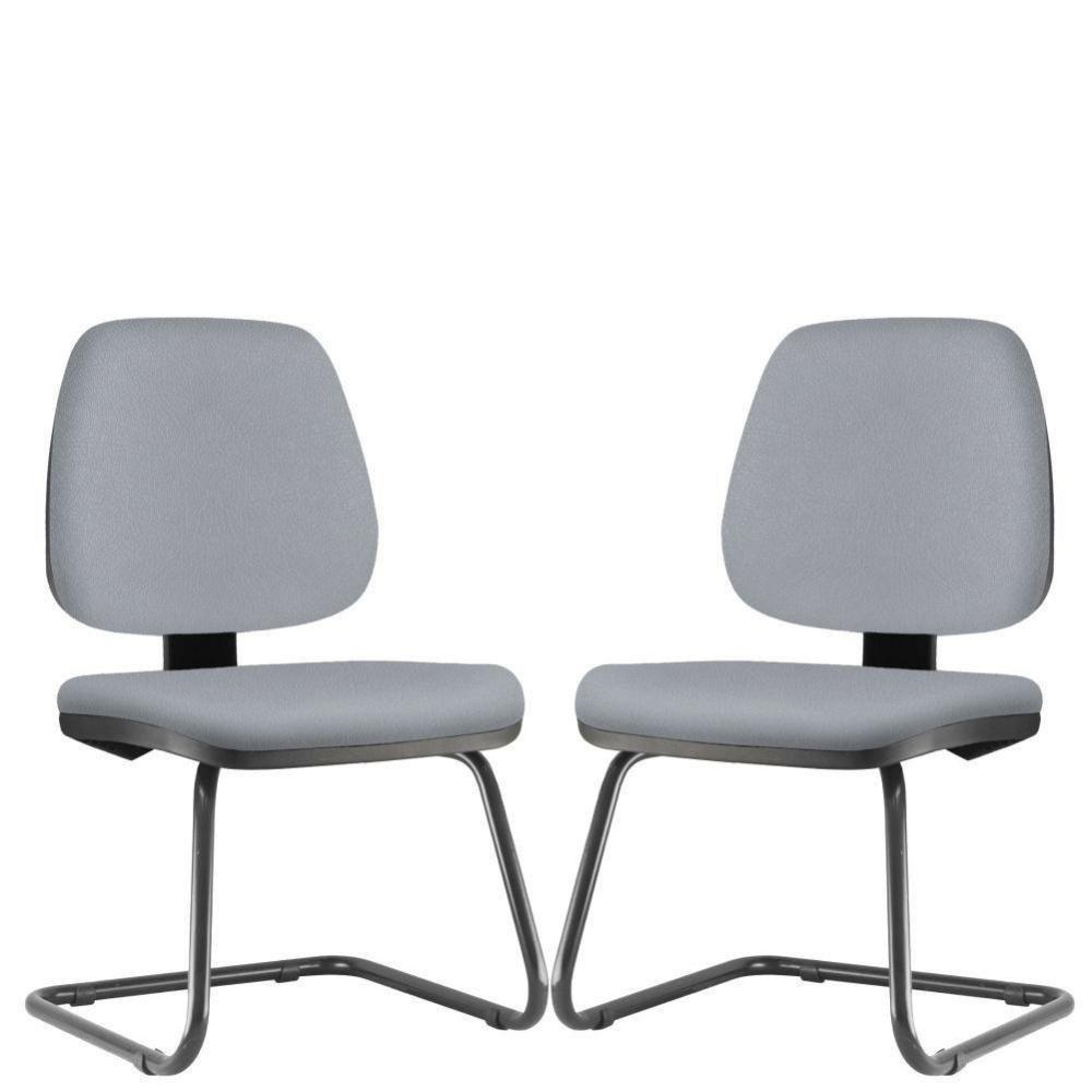 Kit 2 Cadeiras Para Escritório Job Fixa Cinza - 1
