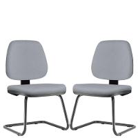 Kit 2 Cadeiras Para Escritório Job Fixa Cinza - 1