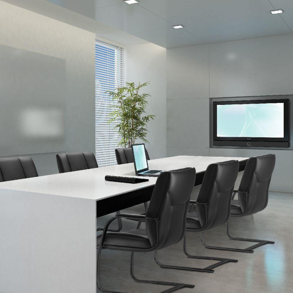 Kit Cadeira De Escritório Com 2 Cadeiras Fixas Preto - 2