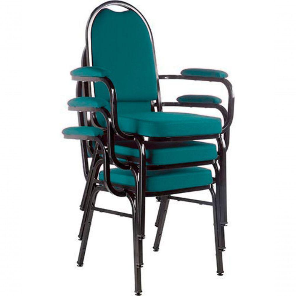Kit Com 3 Cadeiras Para Auditório Linha Hotel Verde. - 1