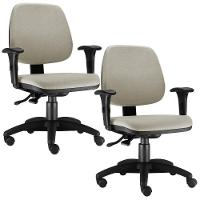 Kit 02 Cadeiras Giratória Job Executiva Ergonomica Bege - 1