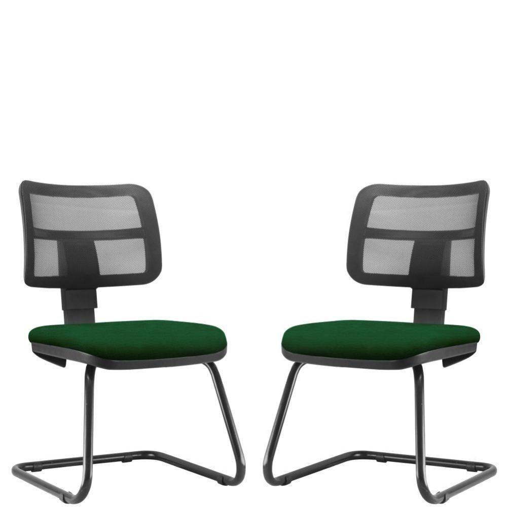 Kit 2 Cadeiras De Escritório Recepção Crepe Verde Musgo - 1