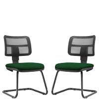 Kit 2 Cadeiras De Escritório Recepção Crepe Verde Musgo - 1