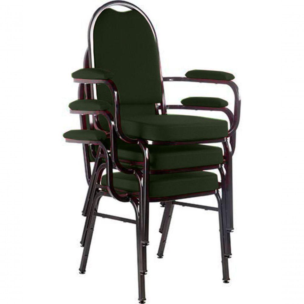 Kit Com 3 Cadeiras Para Auditório Linha Hotel Verde - 1