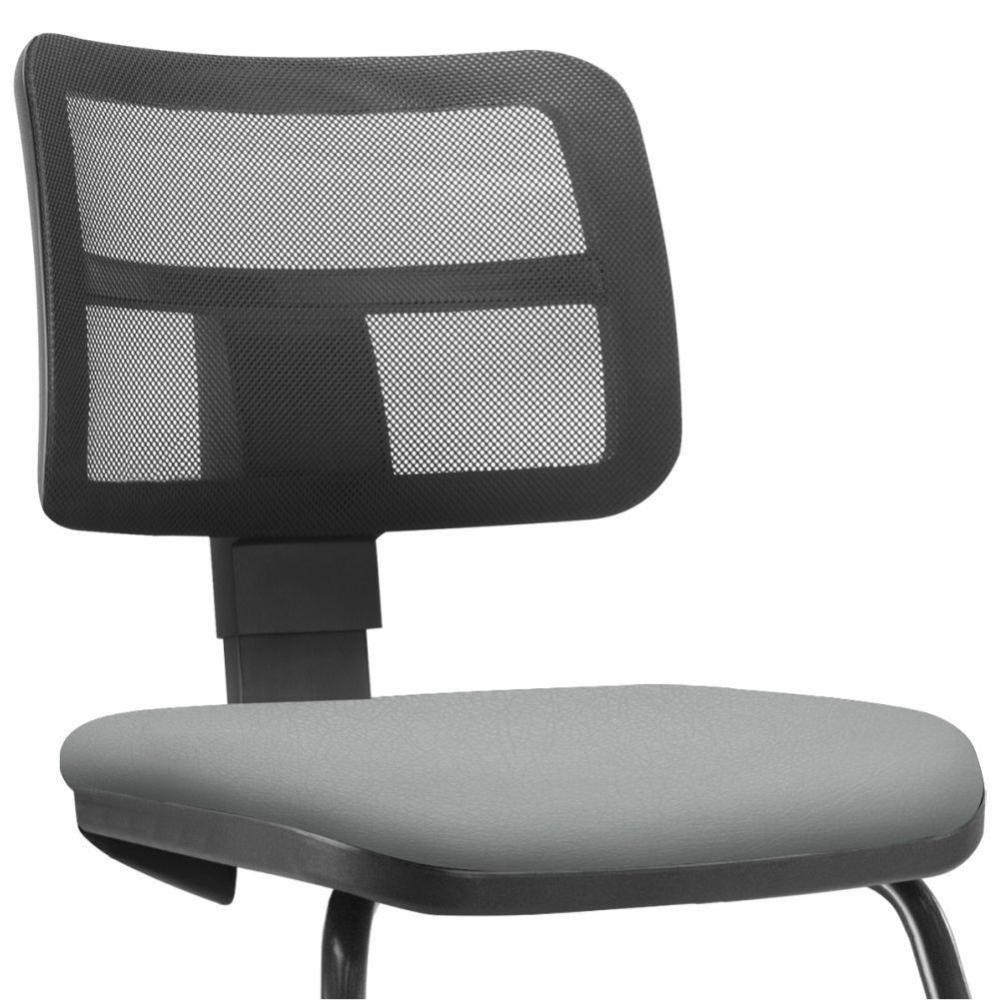 Kit 2 Cadeiras De Escritório Recepção Couro Sintético Cinza - 2