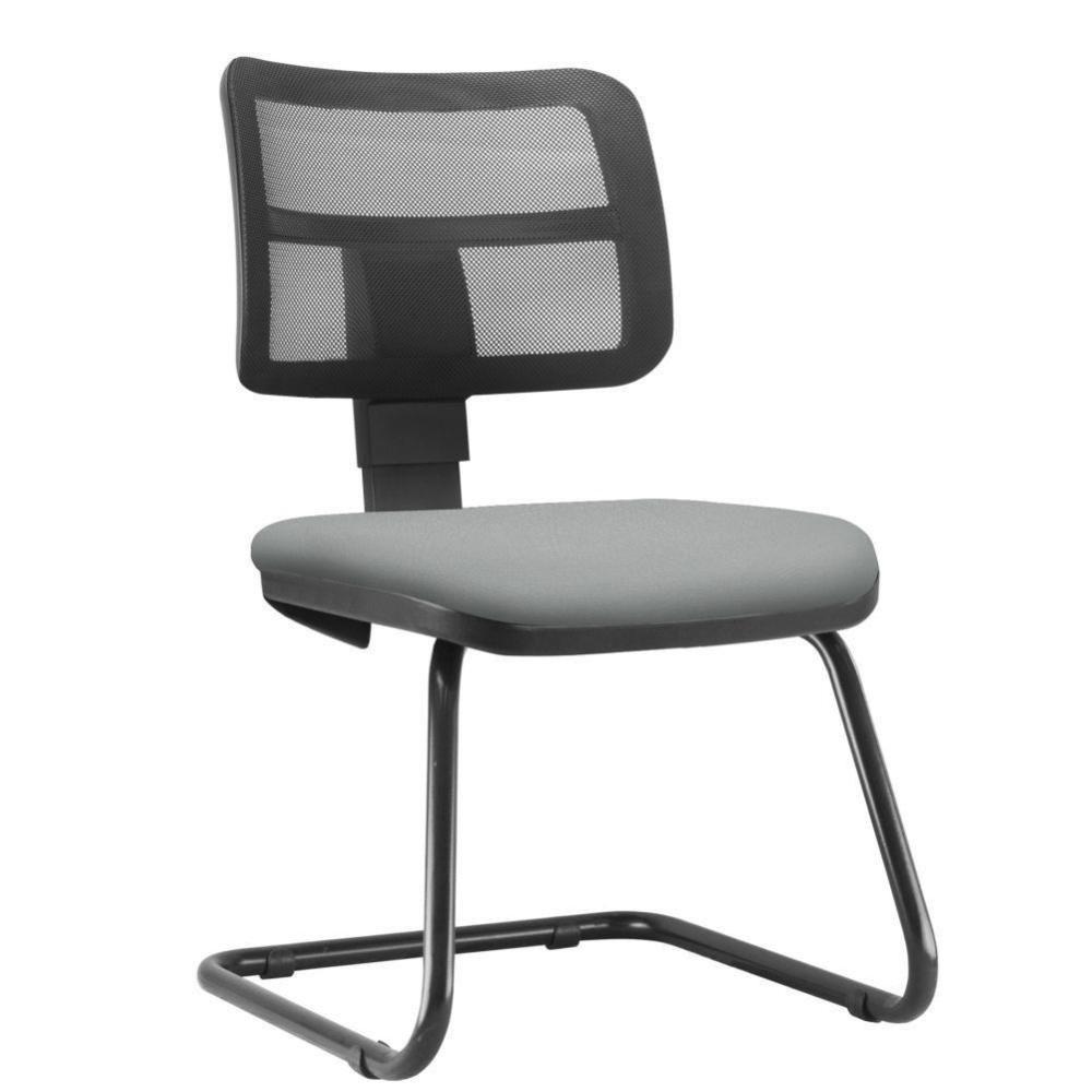 Kit 2 Cadeiras De Escritório Recepção Couro Sintético Cinza - 4