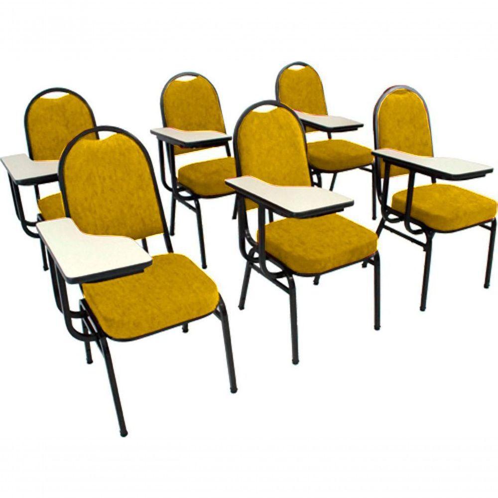 Kit Com 6 Cadeiras Para Auditórios Linha Hotel Amarelo - 1