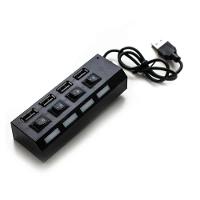 Hub Usb 2.0 com 4 Portas com Chave Power Individual Preto - 1