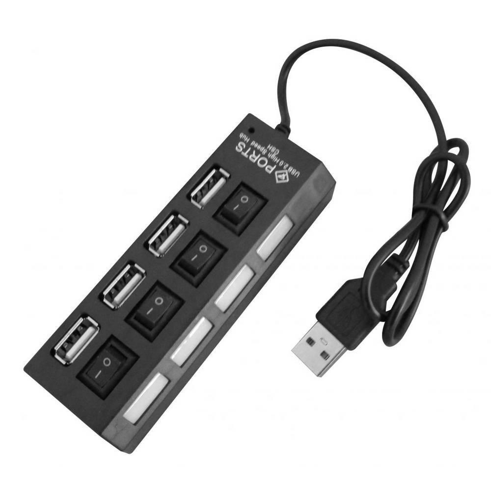 Hub Usb 4 Portas Extensor Hi-speed 480 Mbps Usb 2.0 - Preto - 1