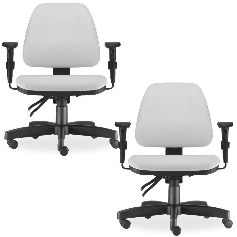 Kit 02 Cadeiras Escritório Sky L02 Couro Sintético Branco - 1