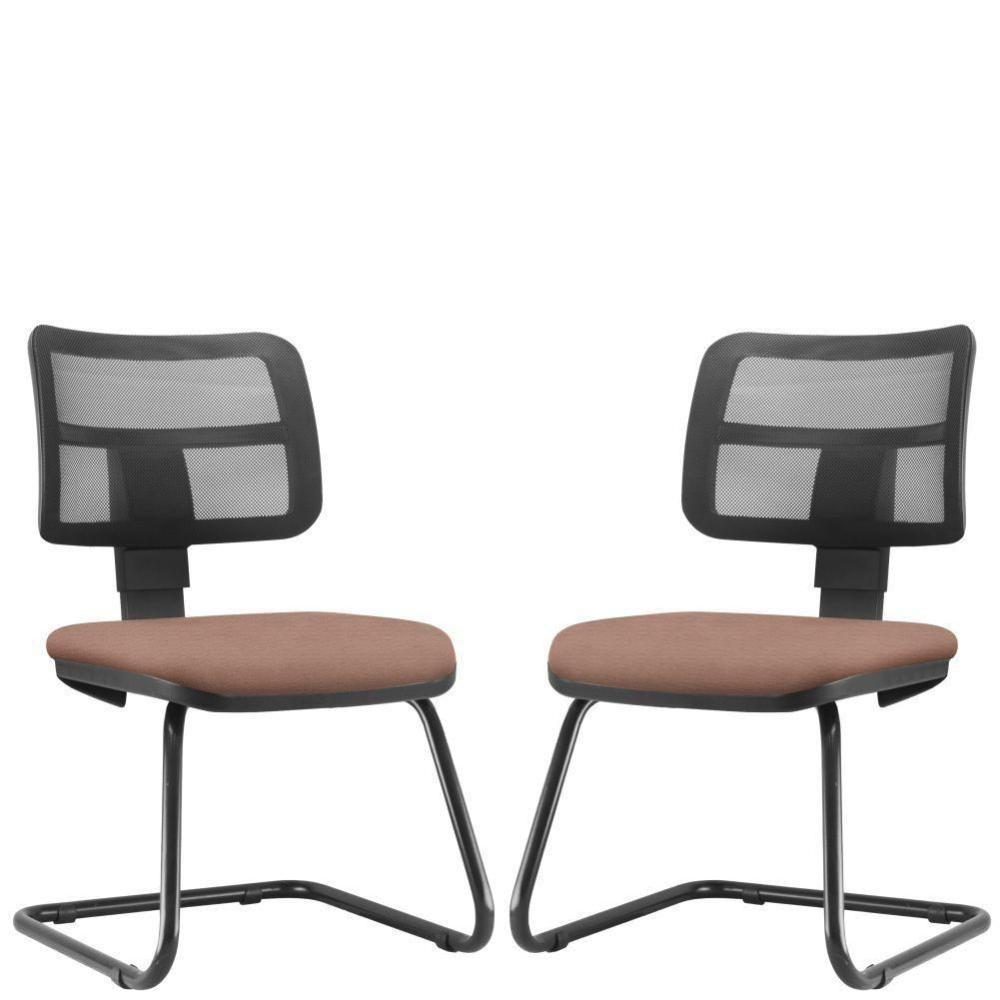 Kit 02 Cadeiras De Escritório Fixa Zip L02 Suede Rosê - 1