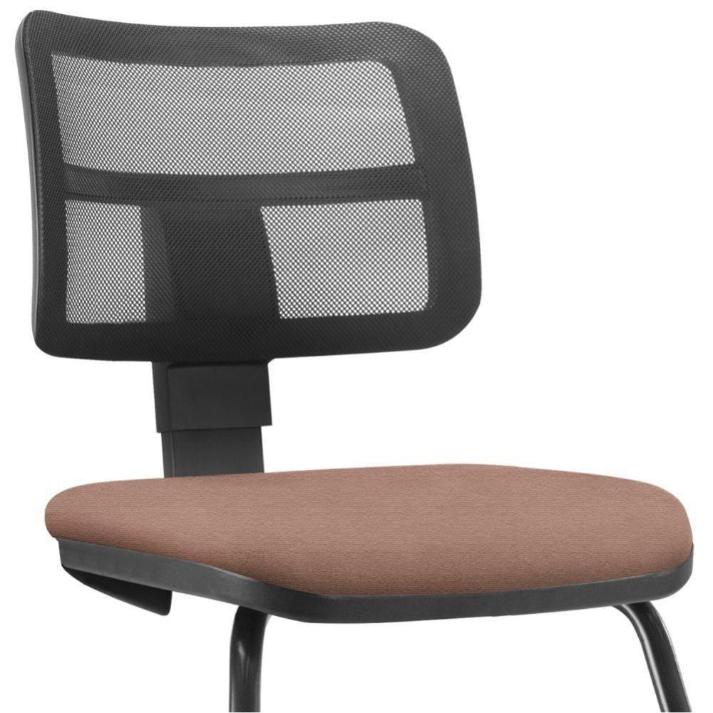 Kit 02 Cadeiras De Escritório Fixa Zip L02 Suede Rosê - 2