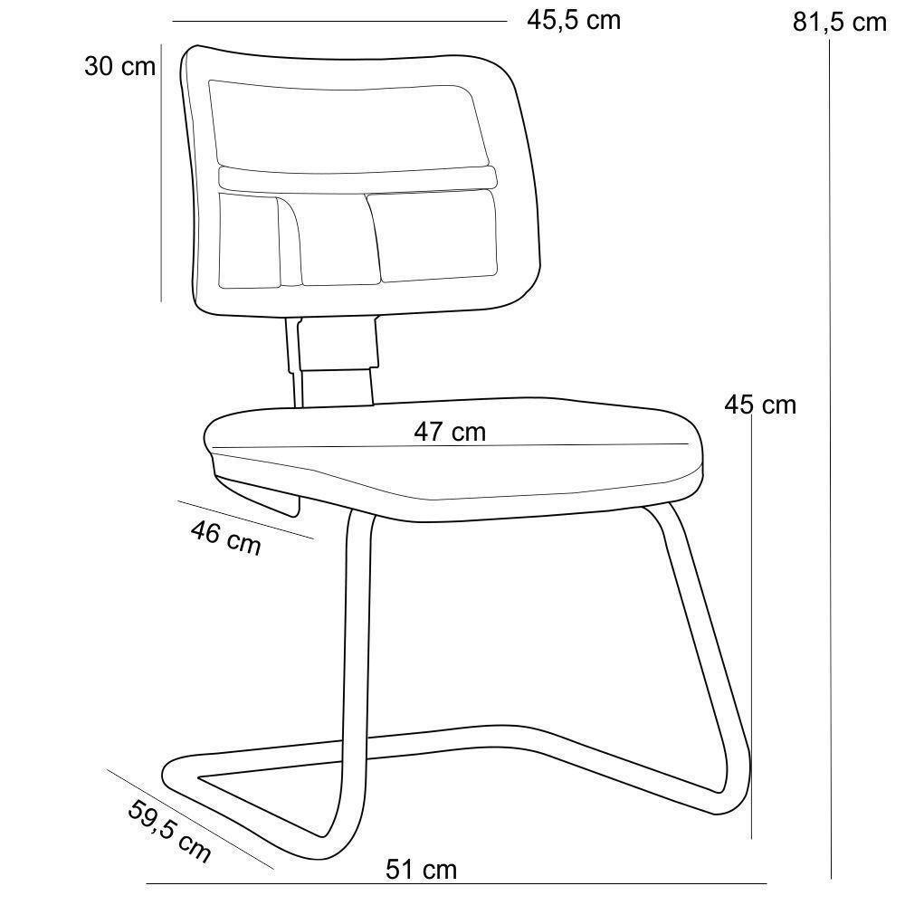 Kit 02 Cadeiras De Escritório Fixa Zip L02 Suede Rosê - 3