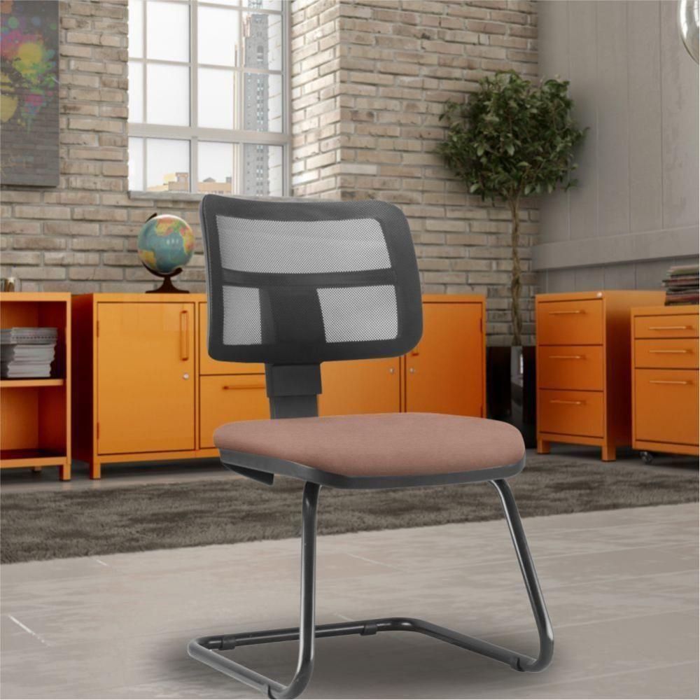 Kit 02 Cadeiras De Escritório Fixa Zip L02 Suede Rosê - 5