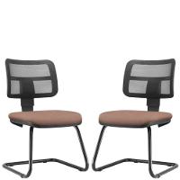 Kit 02 Cadeiras De Escritório Fixa Zip L02 Suede Rosê - 1