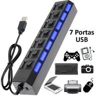 Hub Usb 7 Portas com Chave Seletora 2.0 High Speed Preto - 1