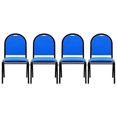 Kit 4 Cadeiras Hoteleiras Auditório Sintético Azul