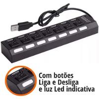 Hub Usb 7 Portas 2.0 Hd Extensor Pen Drive Hd Tomate- Preto - 3