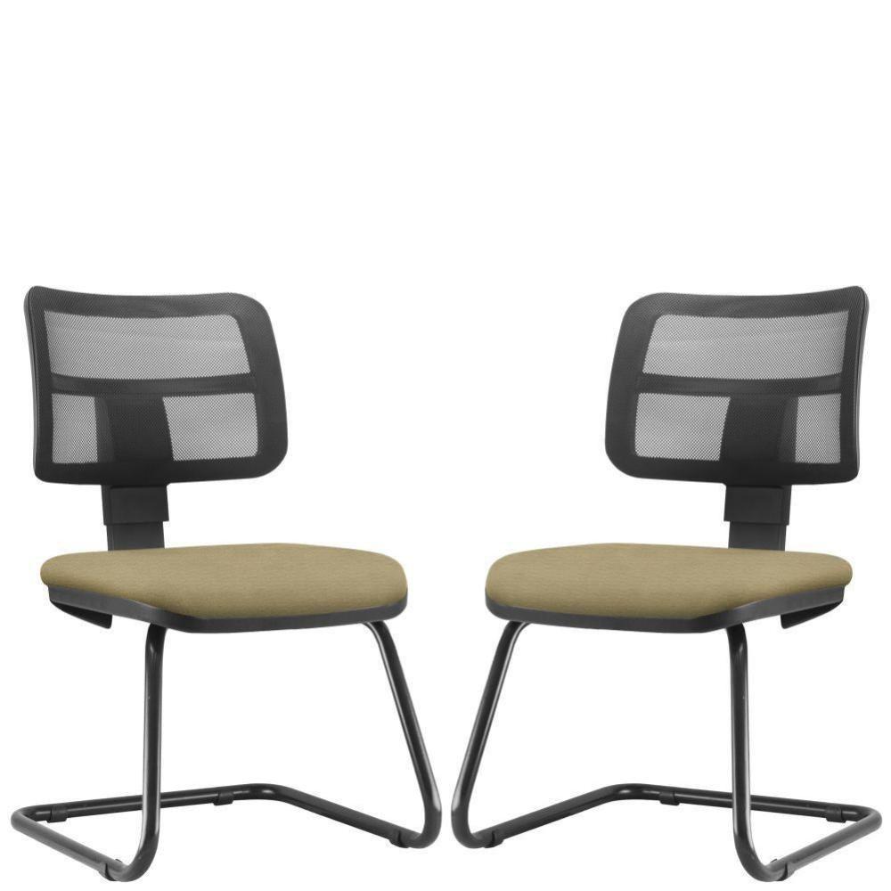 Kit 02 Cadeiras De Escritório Fixa Zip L02 Suede Bege - 1