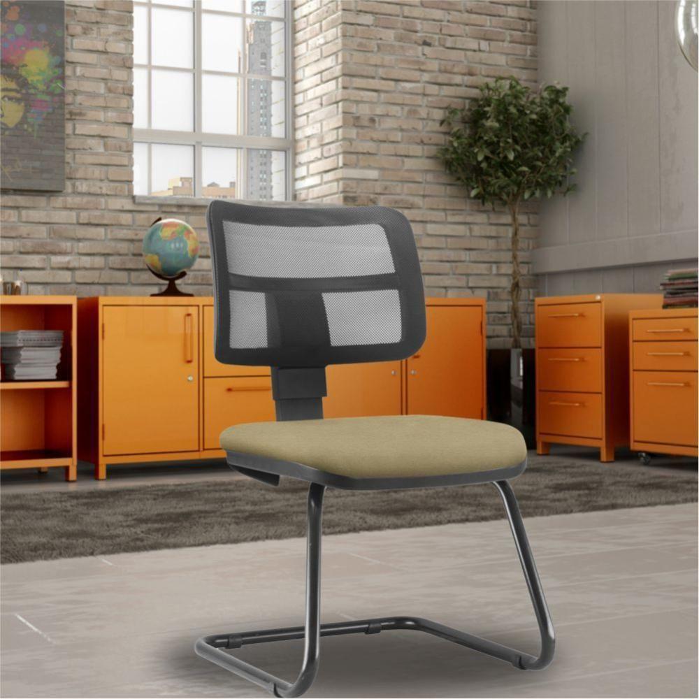 Kit 02 Cadeiras De Escritório Fixa Zip L02 Suede Bege - 7