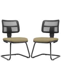 Kit 02 Cadeiras De Escritório Fixa Zip L02 Suede Bege - 1