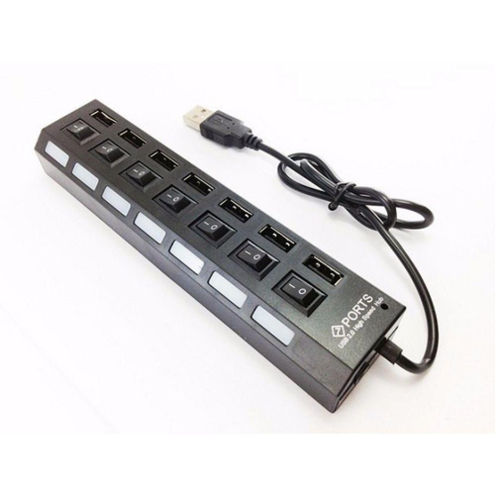 Hub 7 Portas Usb 2.0 Led Indicador Entrada P/ Fonte Preto B - 1