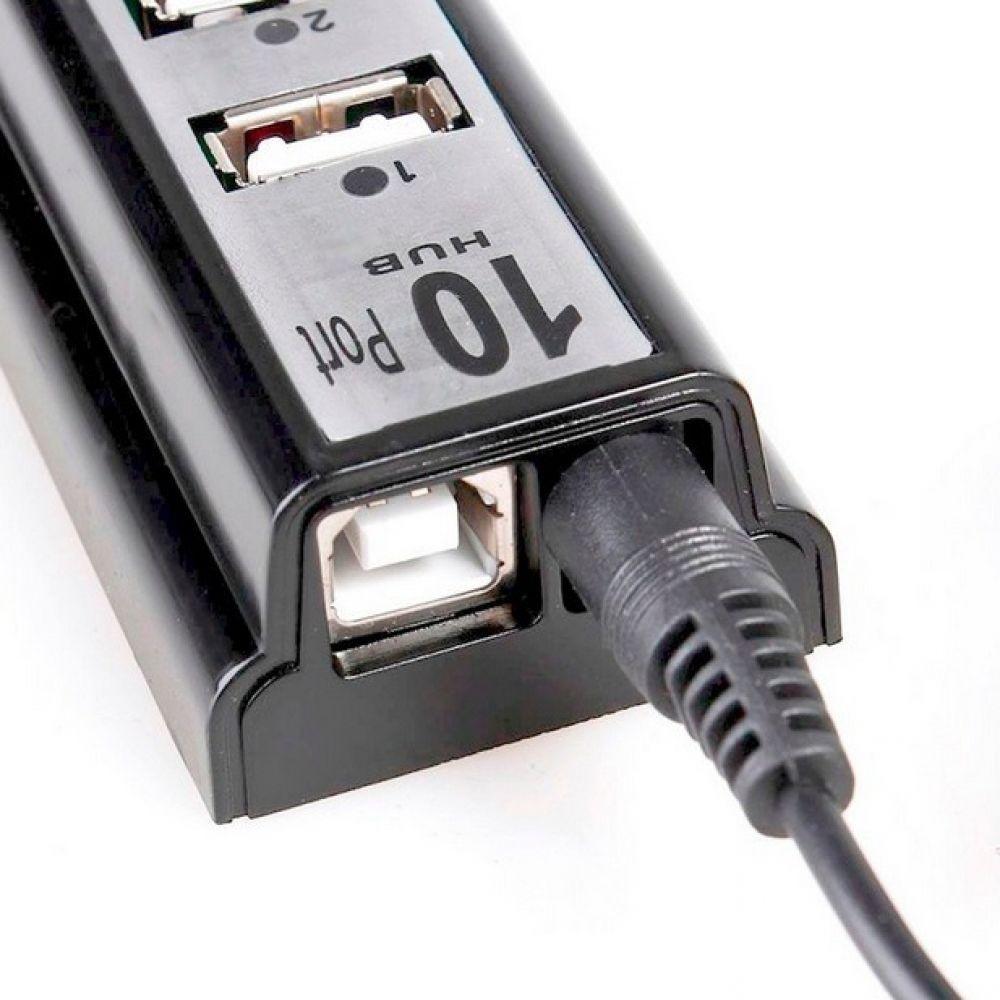 Hub com 10 Portas Usb 2.0 + Fonte Alimentação Serve P/ Pc Notebook - 4