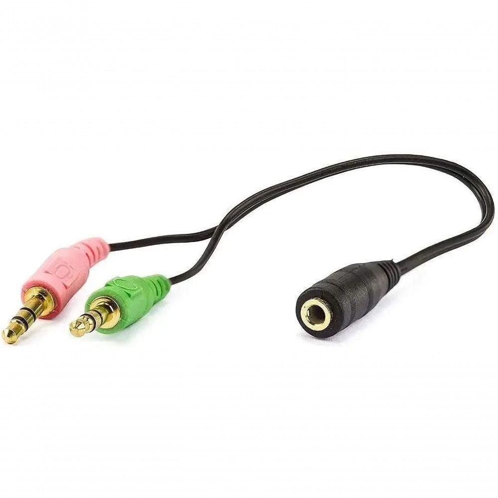 Cabo Adaptador Fone Microfone P3 Fêmea P / 2P2 Macho Cabo P2 - 1