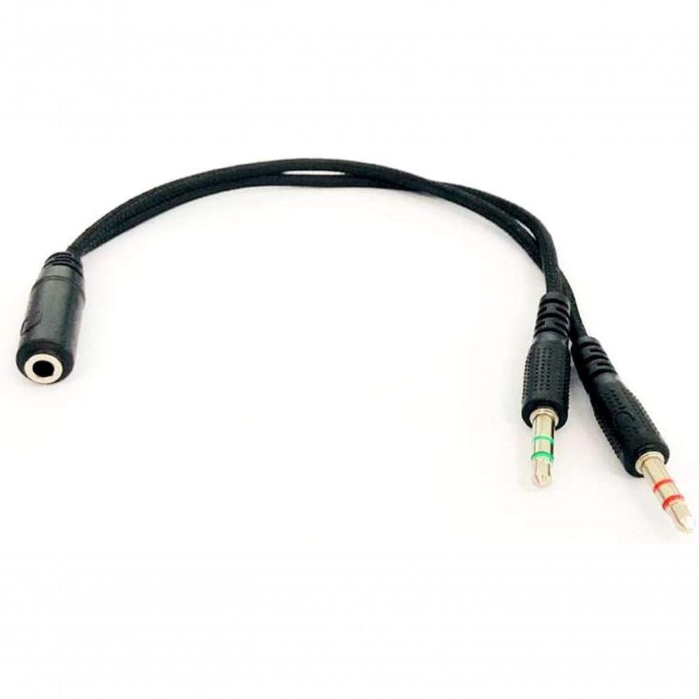 Cabo Adaptador Fone Microfone P3 Fêmea P / 2P2 Macho Cabo P2 - 2