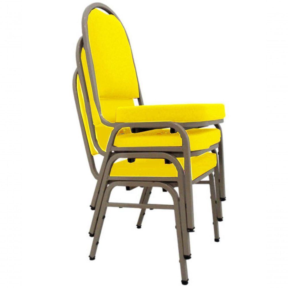 03 Cadeiras Para Hotel E Auditório Linha Hotel Amarelo - 1