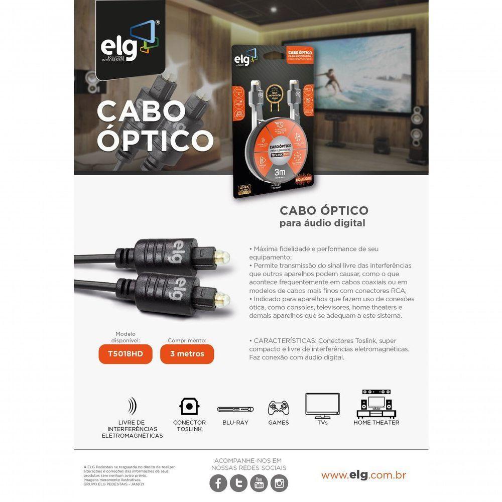 Cabo óptico 7.1 Multi-channel 3 Metros T5018hd Elg - 2