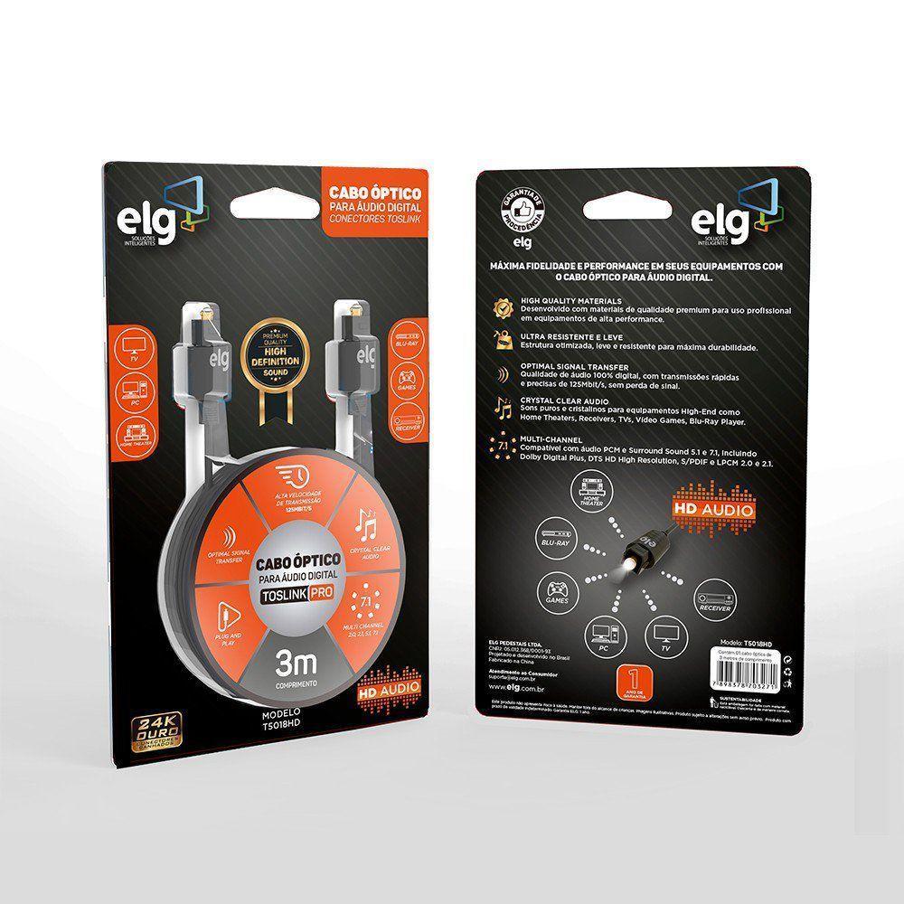 Cabo óptico 7.1 Multi-channel 3 Metros T5018hd Elg - 3
