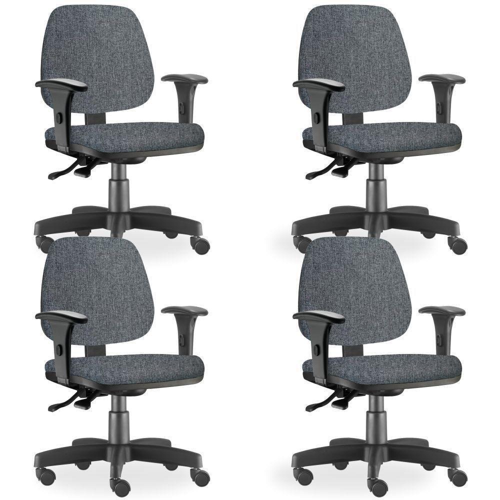 Kit 04 Cadeiras De Escritório Giratória Job L02 Chumbo - 1