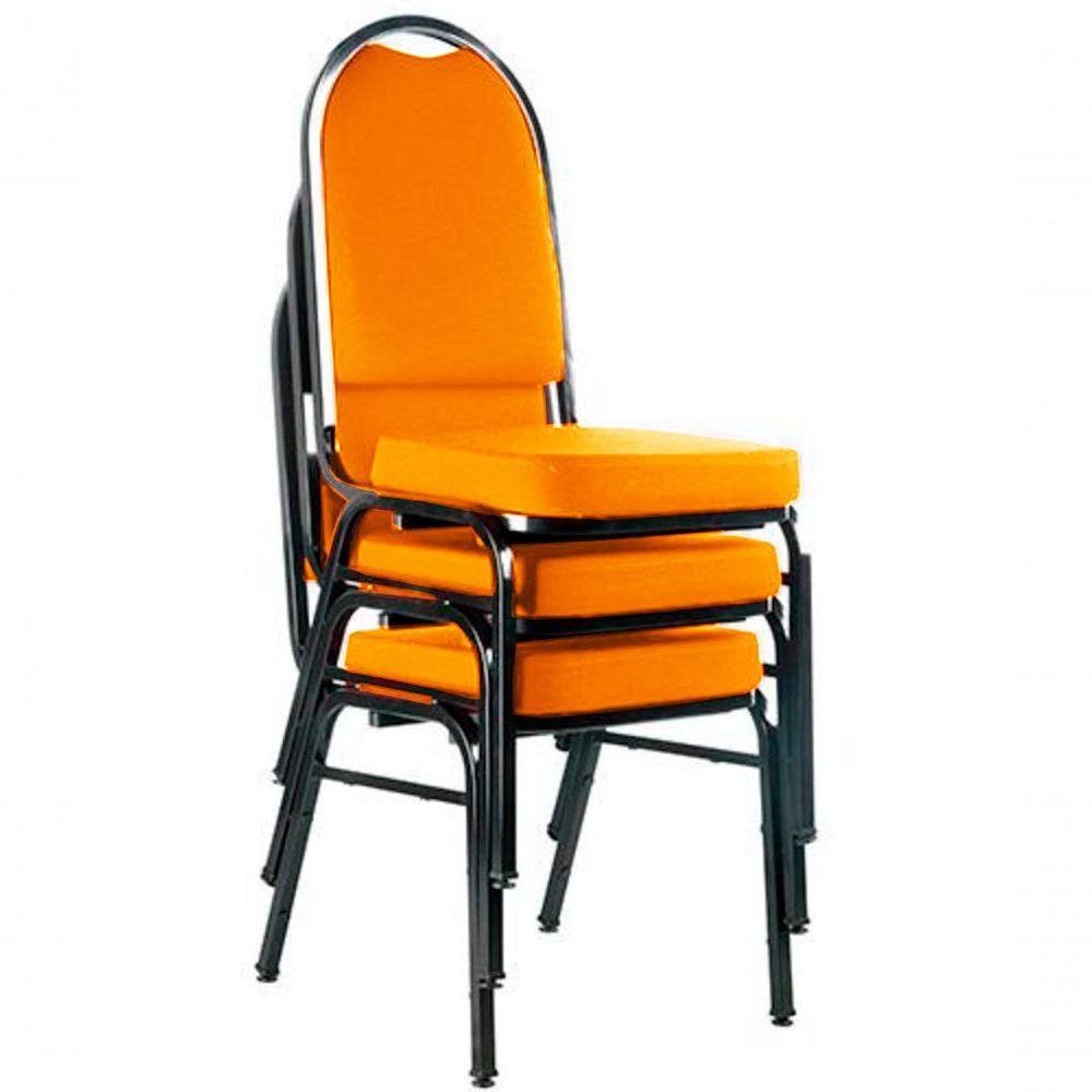 03 Cadeiras Para Hotel E Auditório Linha Hotel Laranja - 1