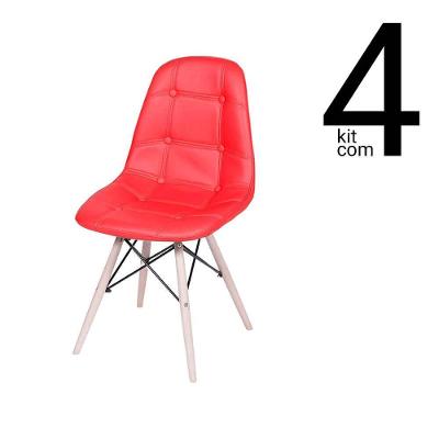 Conjunto 4 Cadeiras Eames Dsw Botonê Vermelha