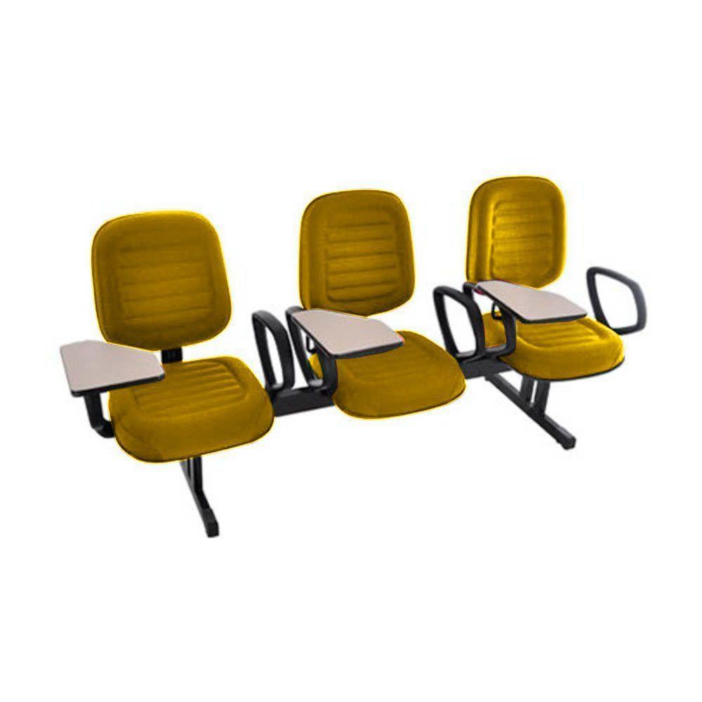 Cadeira Em Longarina Com Prancheta Linha Blenda Amarelo - 1