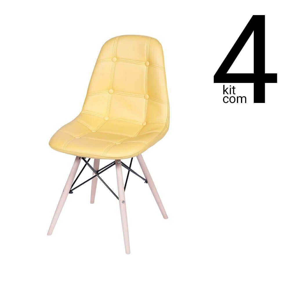 Conjunto 4 Cadeiras Eames Dsw Botonê Amarela - 1